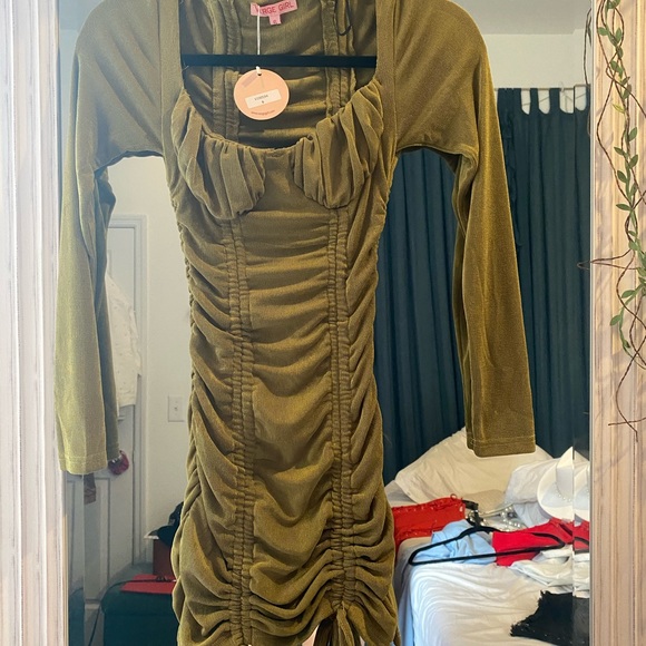 Verge Girl Drawstring Khaki Dress AUS6/US2 - Picture 3 of 4